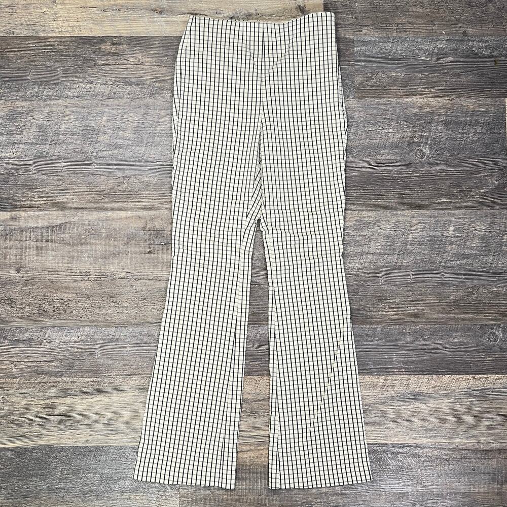 Vila 36 tan and black flared leg elastic waist pants size 6 B161